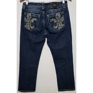 Miss Me Boyfriend Capri Jeans Women 28 Blue Medium Wash Rhinestone Bling Y2K EUC